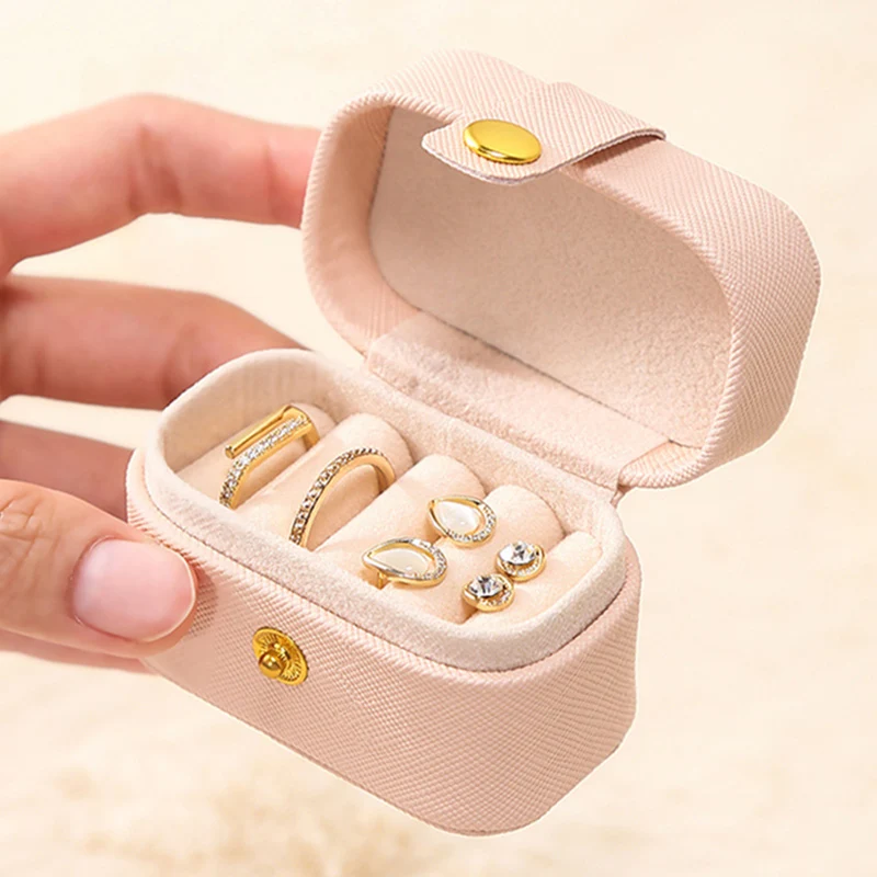 Portable Small Jewelry Organizer Travel Mini Gift Storage Boxes Leather Earring Necklace Display Ring Holder Packaging boxes