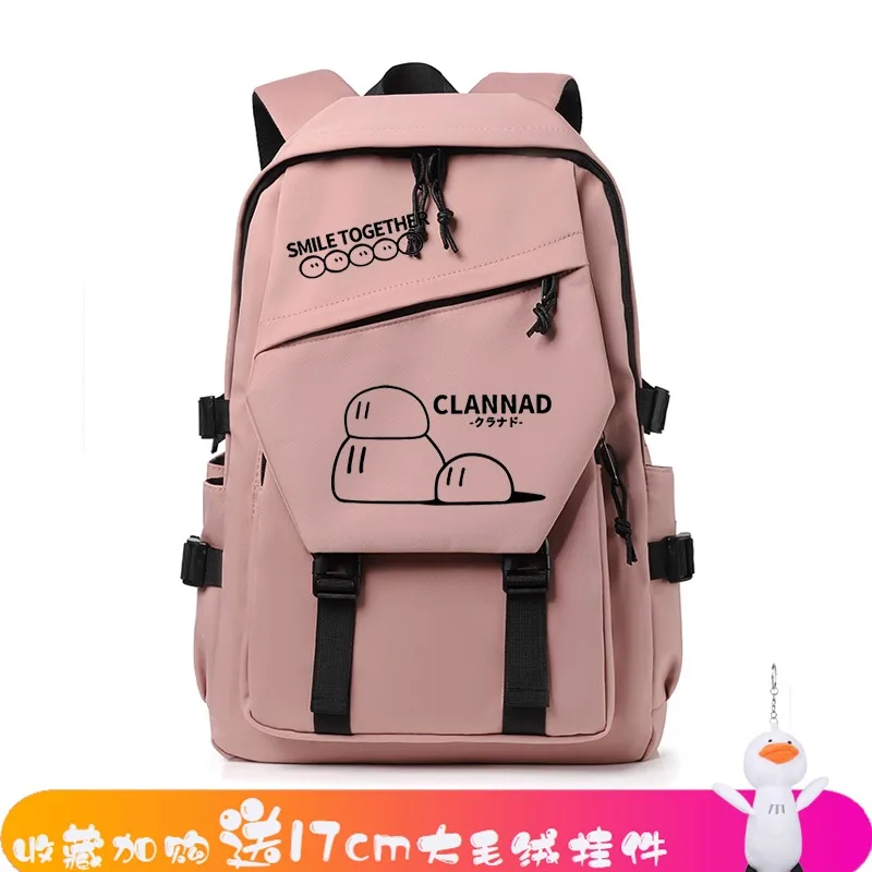 Breathable mesh, 32×47×16cm Black White Blue Pink, Clannad, Student Kids Teens School Bags, Anime Backpacks Girls Boys