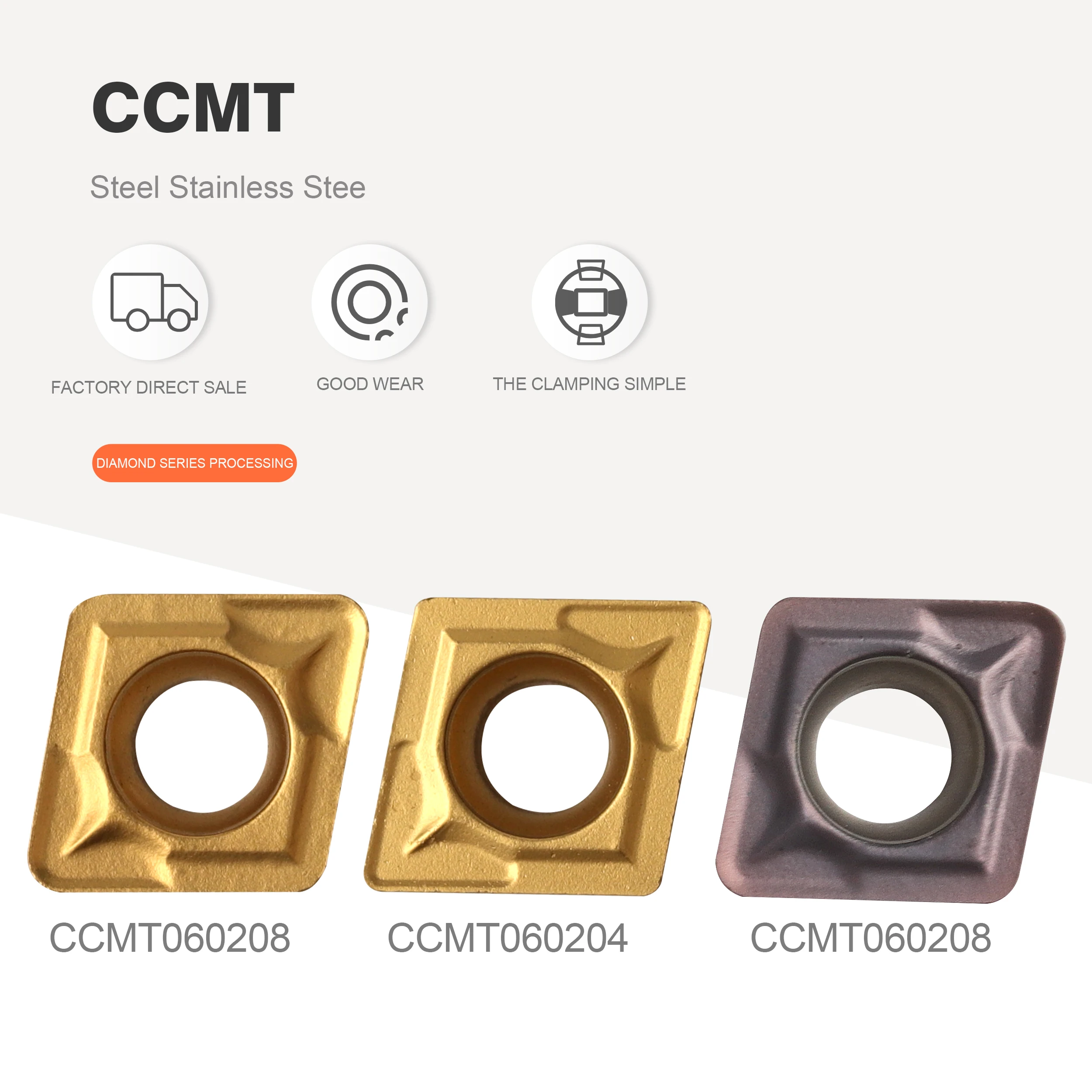 Ccmt 060204 Ue6020 Us735 Vp15tf Ferramenta de Torneamento Interno de Inserção de Carboneto Ccmt 060208 Fresa Ferramenta de Corte de Torno Cnc