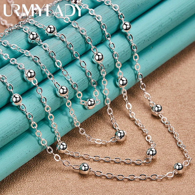 Fine 925 sterling silver necklace jewelry European style popular Women lady cute Charms beads chain fashion Valentine's Day gift