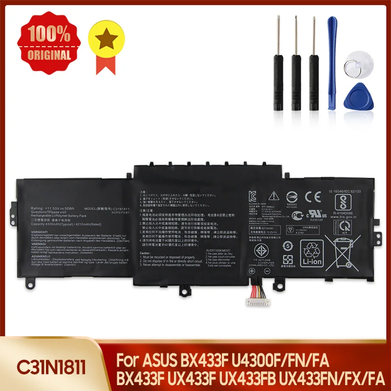 C31N1811 Replacement Battery For ASUS BX433F U4300F/U4300FN/U4300FA UX433F UX433FB UX433FN/FX/FA Batteries With Tool
