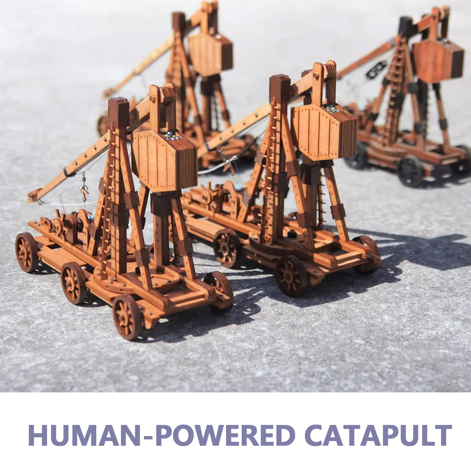 DIY تجميع الألغاز الخشبية ثلاثية الأبعاد للبالغين Trebuchet Science Building Kit نموذج المنجنيق هدايا عيد الميلاد