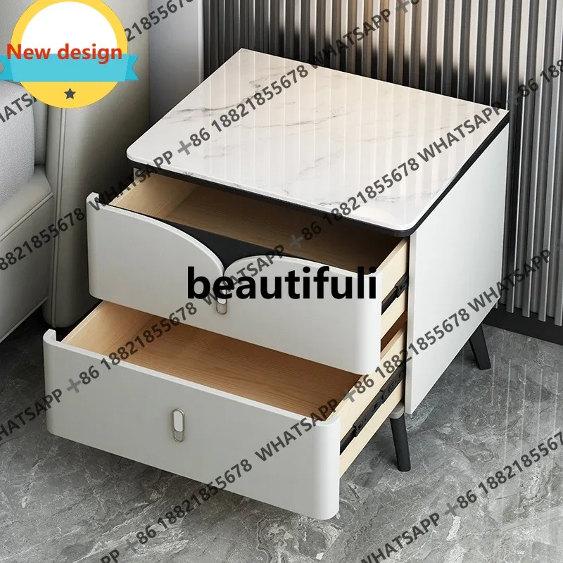 

Легкая роскошная прикроватная тумбочка из массива дерева, высококачественная прикроватная тумбочка для спальни, современный простой кожаный шкаф для хранения b567