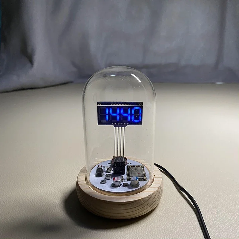 New Modern Retro LED Clock Digital  Night Light Desktop USB Creative Clock Technology Decorative Glass Cover Handmade