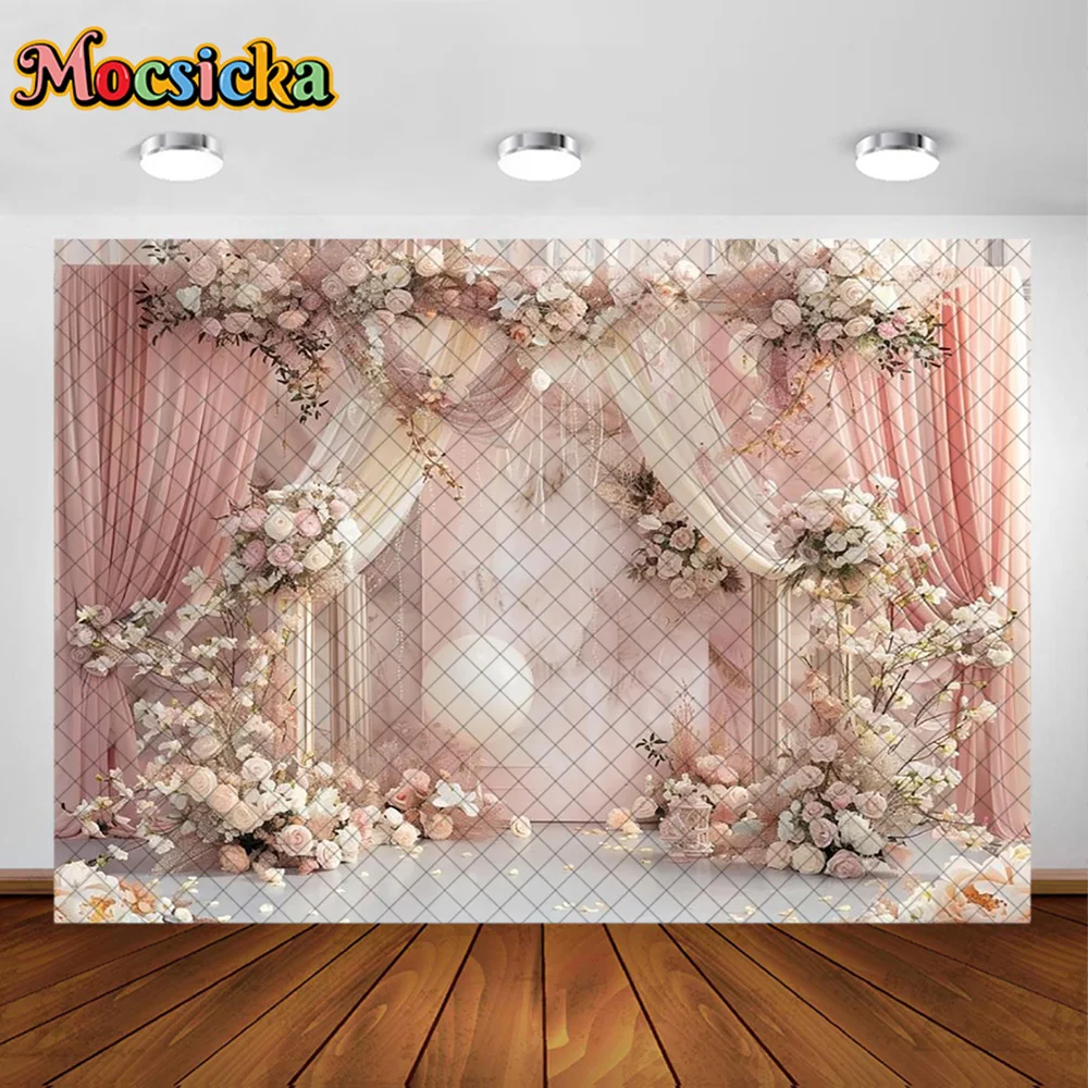 Mocsicka Photography Background Christmas Fireplace Xmas Tree Wreath Decoration Backdrop Family Photo Holiday Photo Studio Props