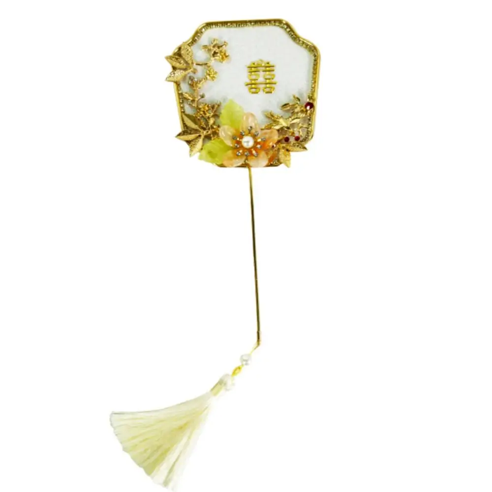 Chinese Style Mini Chinese Fan Tassels Handheld Bridal Group Fan with Pendant Ancient Chinese Silk Fan Chinese Wedding