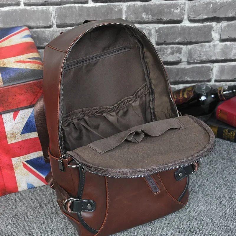 Fashion Leather Men Antitheft Travel Backpack Business Male 15.6