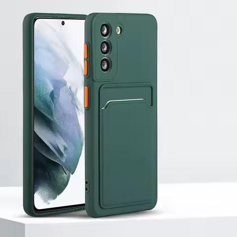 Card Slot Bag Holder Phone Case For Samsung Galaxy S24 S23 S22 S21 S20 Plus FE Note 20 Ultra Bumper Wallet Soft Shockproof Cover