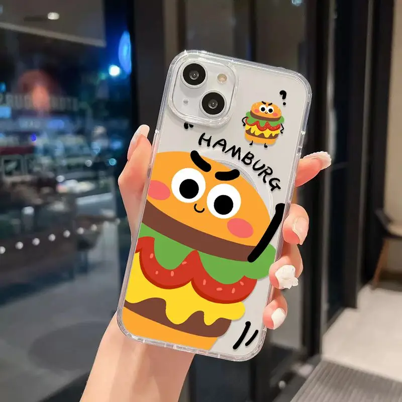 Funny Hamburger Fries Couple Magsafe Magnetic Phone Case for iPhone 16 15 14 13 12 11 8 7 Plus Pro Max X XR XSMax Soft Tpu Cover #5