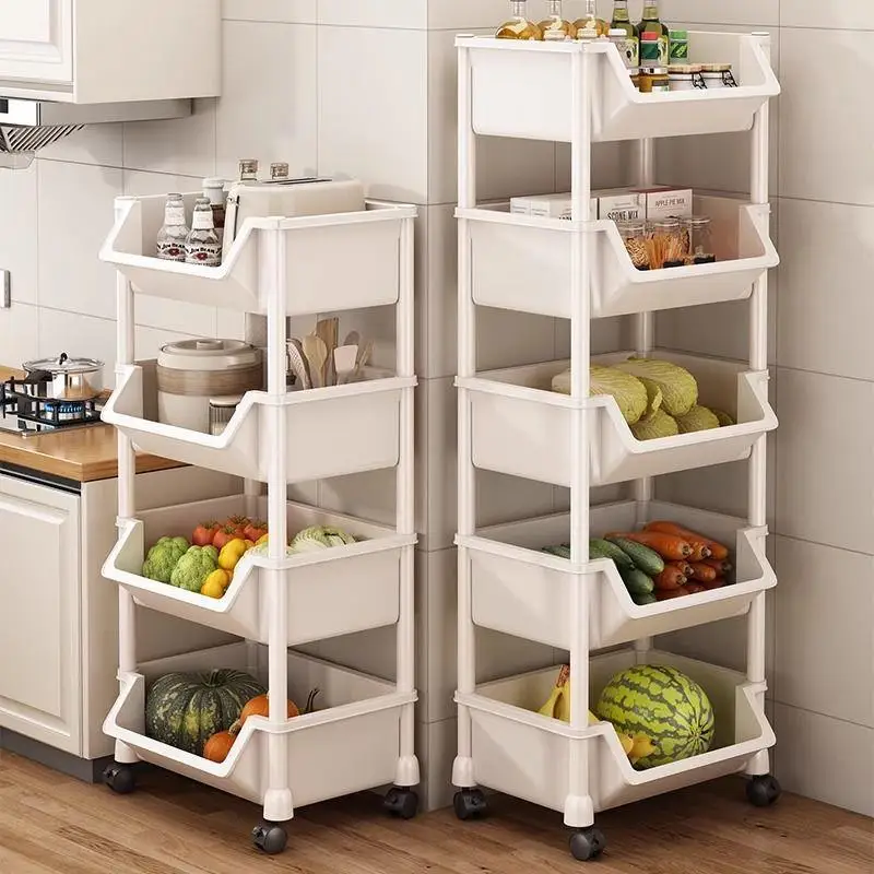 

Kitchen Multi-layer Storage Ra Stand Vegetable Fruit Basket Small Cart Plastic Material Durable Organization Tool