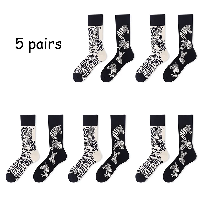 Chaussettes longues en coton peigné pour femmes, nouveauté colorée, chaussettes amusantes, chaudes, décontractées, mode automne et hiver, qualité, lot de 5 paires