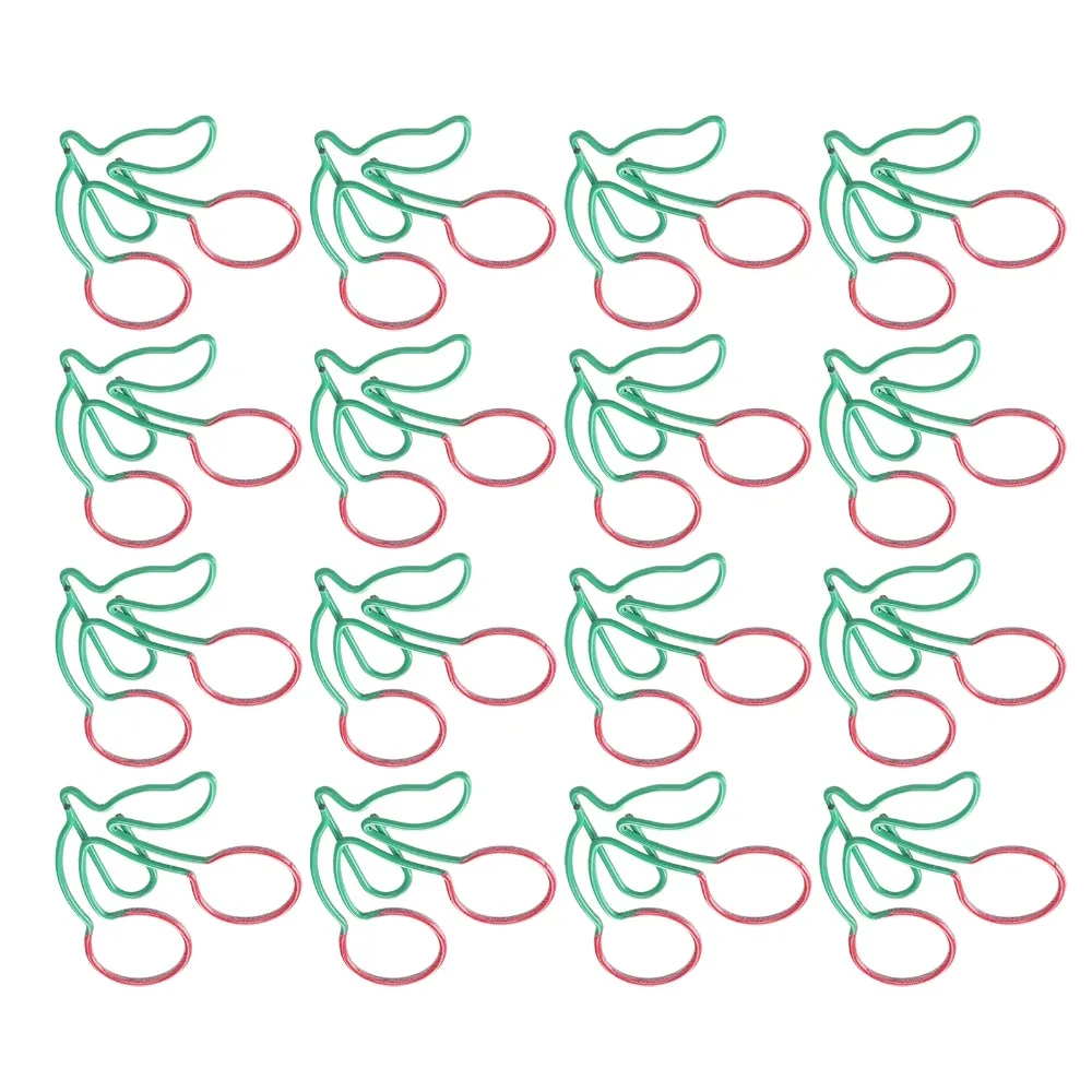 20Pcs Cherry Shaped Paper Clips 2‑Color Plastic-coated Metal 2‑Color Paper Clips Small Size 3.1 ×3.1cm Fruit Shaped Paper Clips