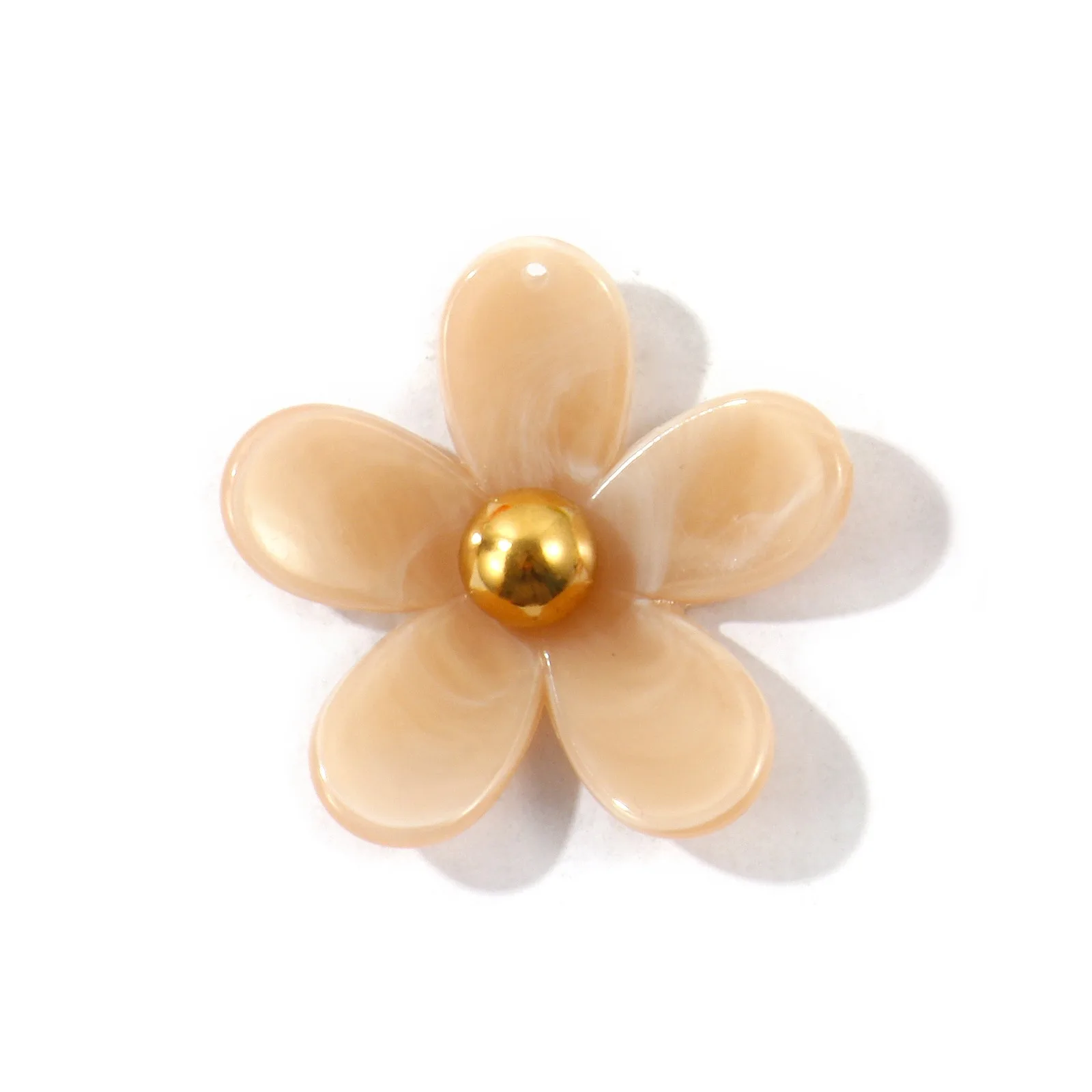 1 Stück Mehrfarbige Harz-Blumenanhänger, 18K vergoldeter 304 Edelstahl-Anhänger für DIY-Halsketten, Ohrringe, Schmuck, 4cm x 3,9cm – Detail 1