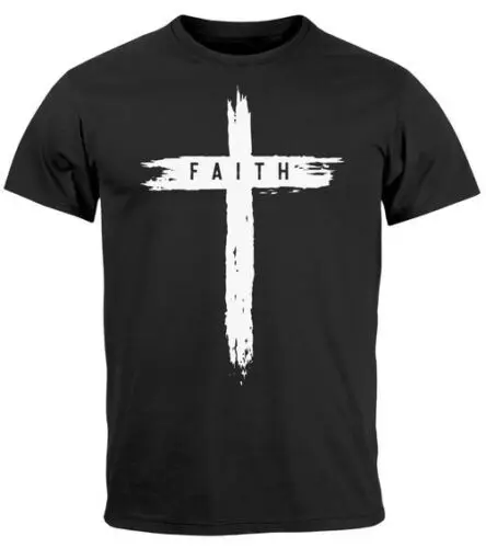 T-Shirt Printshirt Aufdruck Kreuz Cross Faith Glaube Trend-Motiv