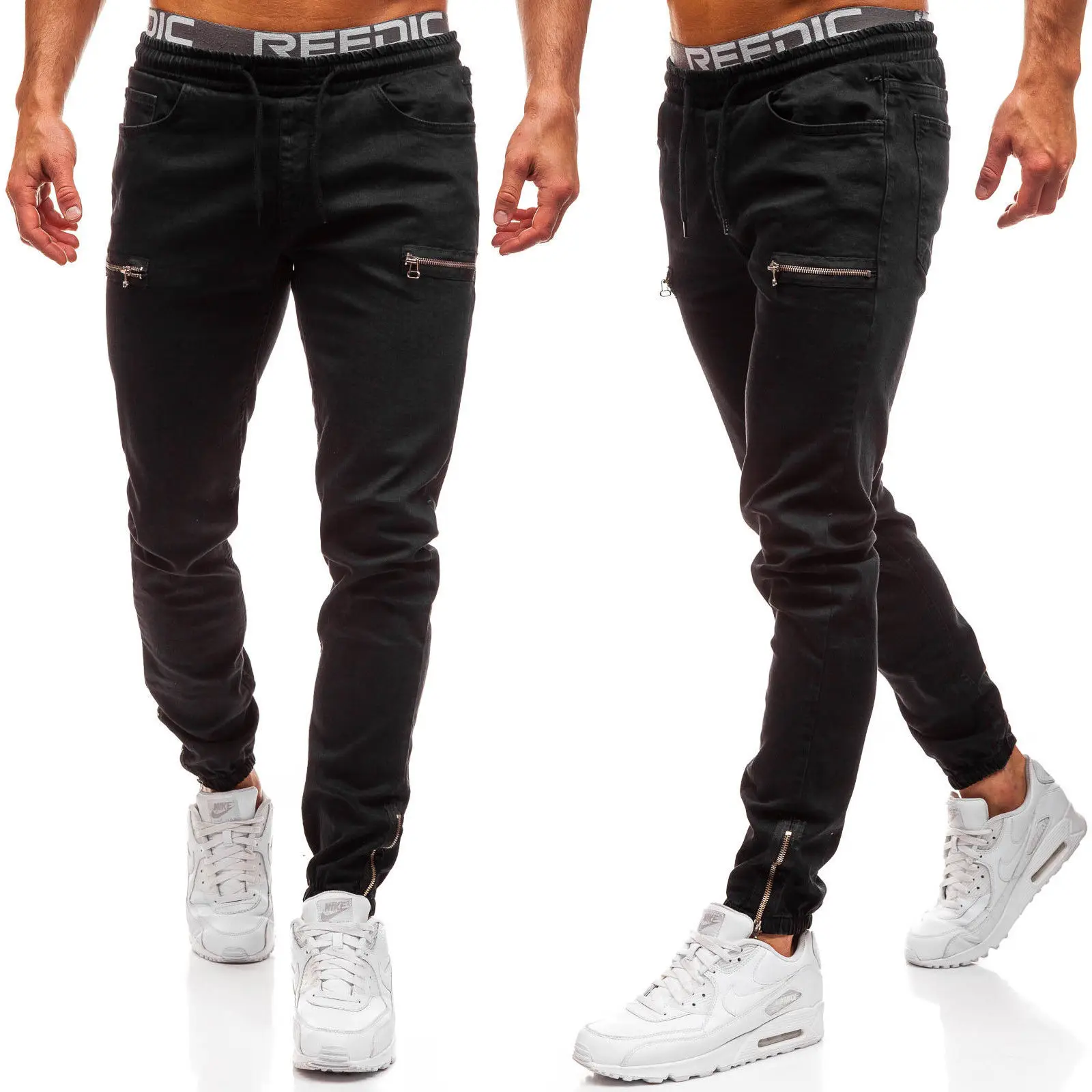 New Style European and American Men's Jeans Fabric Casual Frosted Zipper Design Spring and Autumn Sports Fashion Casual Jeans