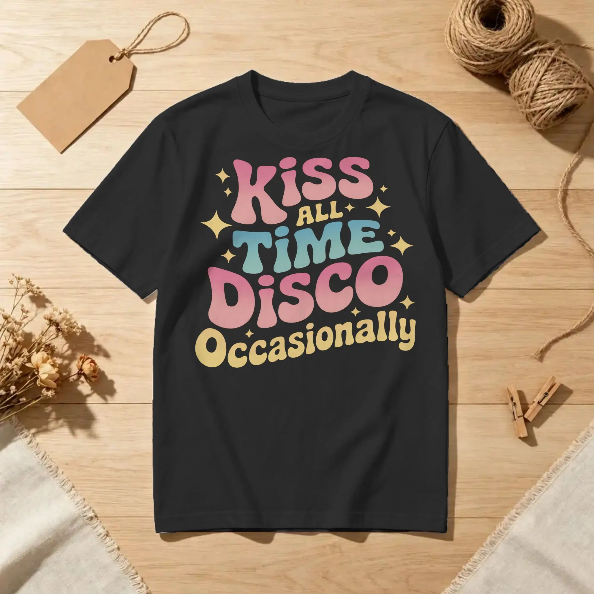 Men Women Kiss All The Time Disco Occasionally Funny Harrys T Shirt  Styles Pure Cotton Clothing Funny O Neck Tees Gift T-Shirts