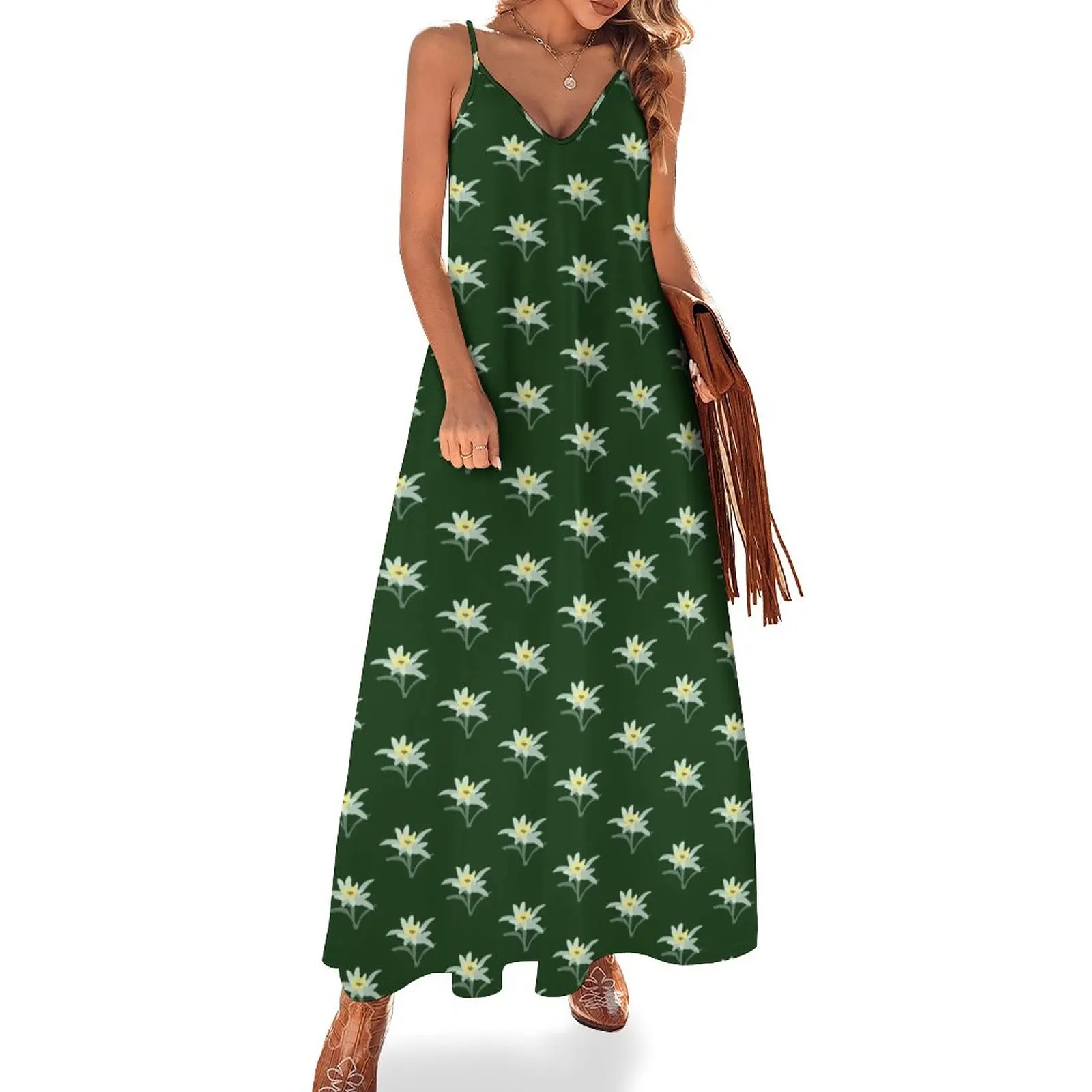 

Edelweiss 2 - Green Background Sleeveless Dress clothing women summer 2024 dresses for special events