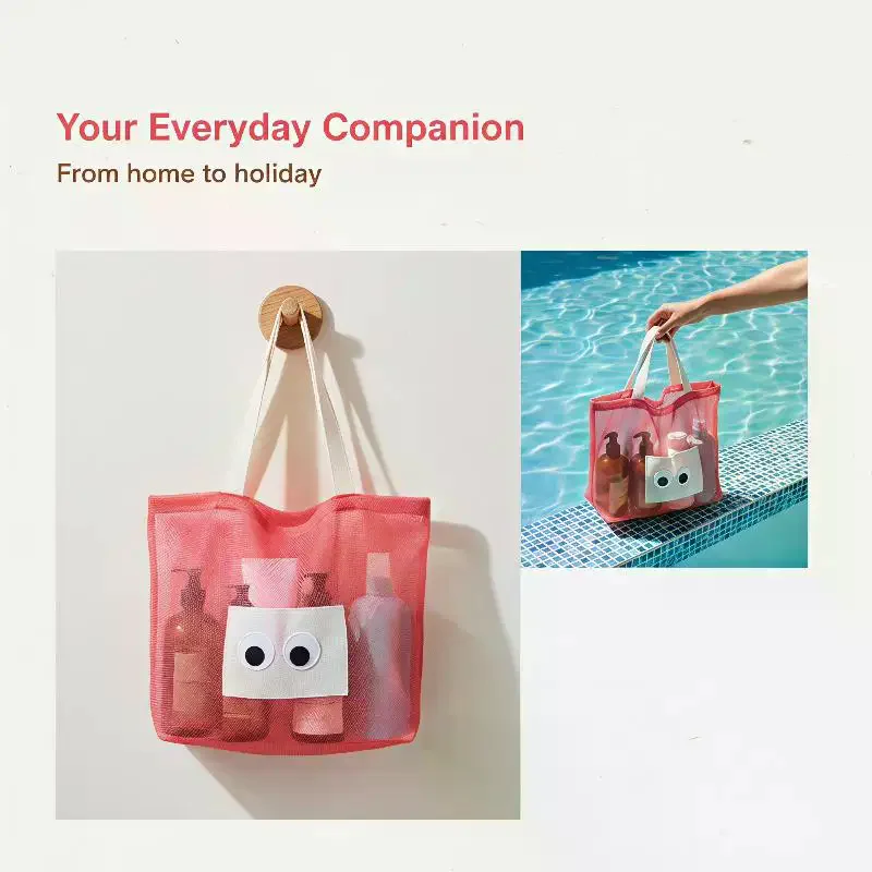 Reusable Mesh Fabric Summer  Eye Printing Dacron Casual Handbag Shopping Shoulder Bag