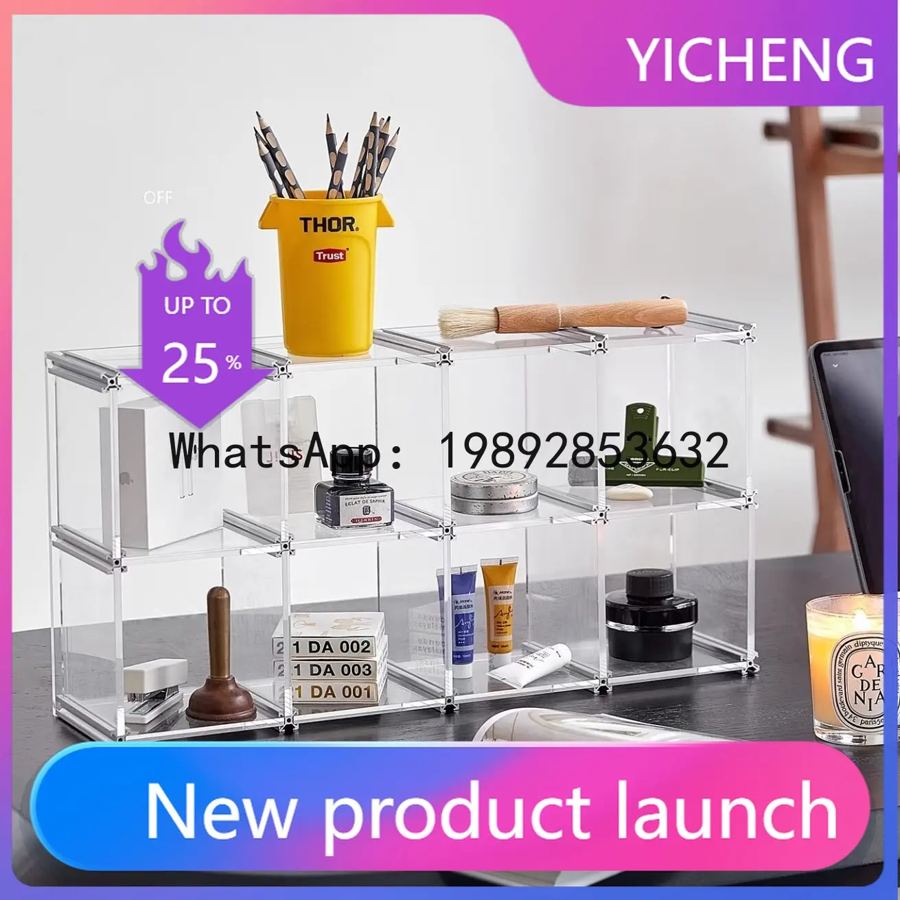 PYJ Desktop Storage Grid Cup Holder Multi-layer Multifunctional Teacup Storage Shelf