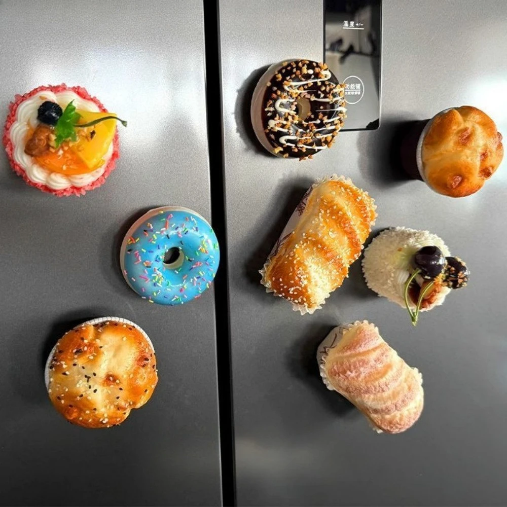 Retro Super Soft Simulation Bread Refrigerator Sticker Sesame Large Magnetic Rebound Creative 3D Anti-collision Food Ornament