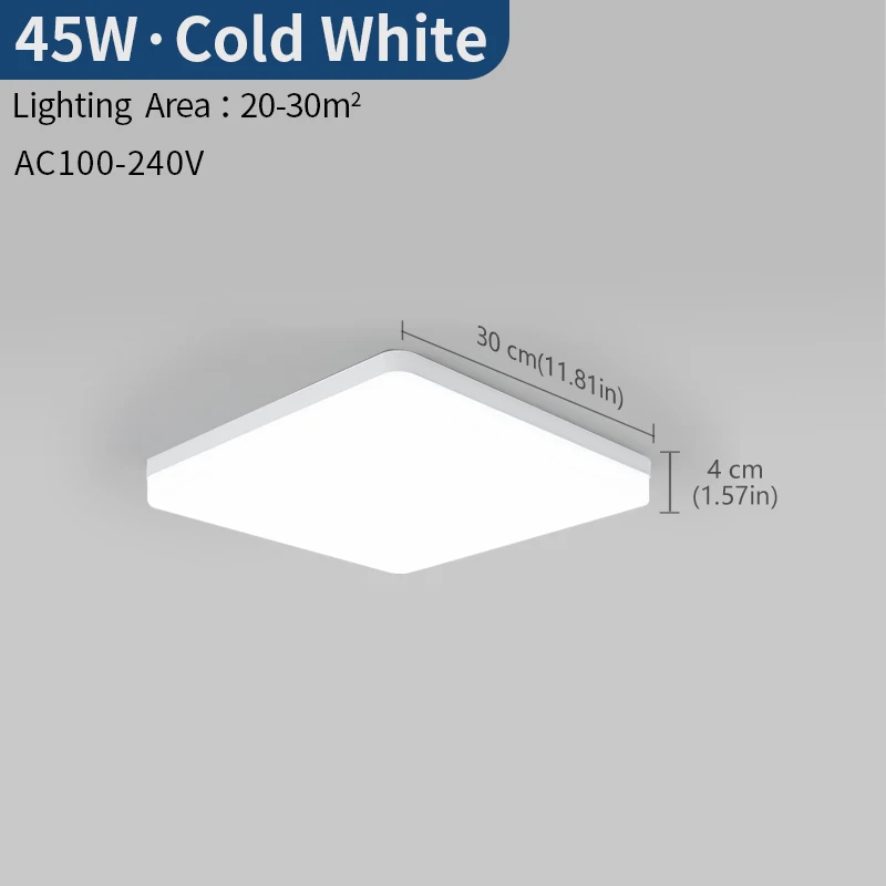 MARPOU Quadratische LED-Deckenleuchte Schlafzimmerbeleuchtung Neutralweiß Kaltweiß Warmweiß 48W 36W 24W 18W LED-Deckenlampe Raumbeleuchtung