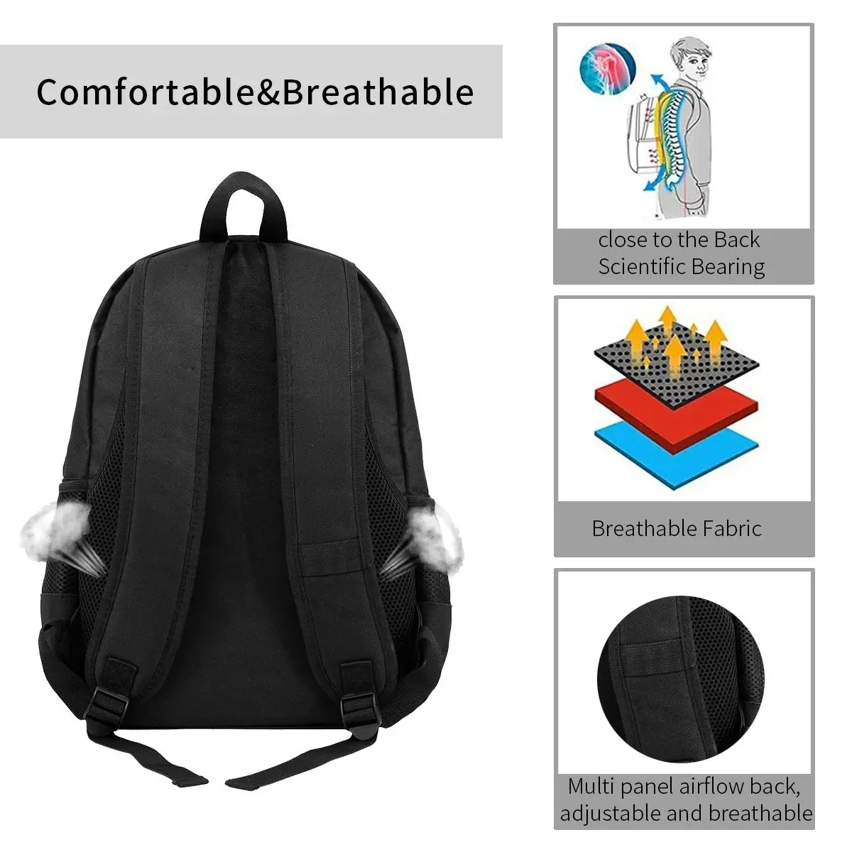 Classic Black And Gold Marble Backpack Hot Sale Daypack Large Capacity Boys Girls BookBag School Bag Shoulder Bags for Men Women view 5