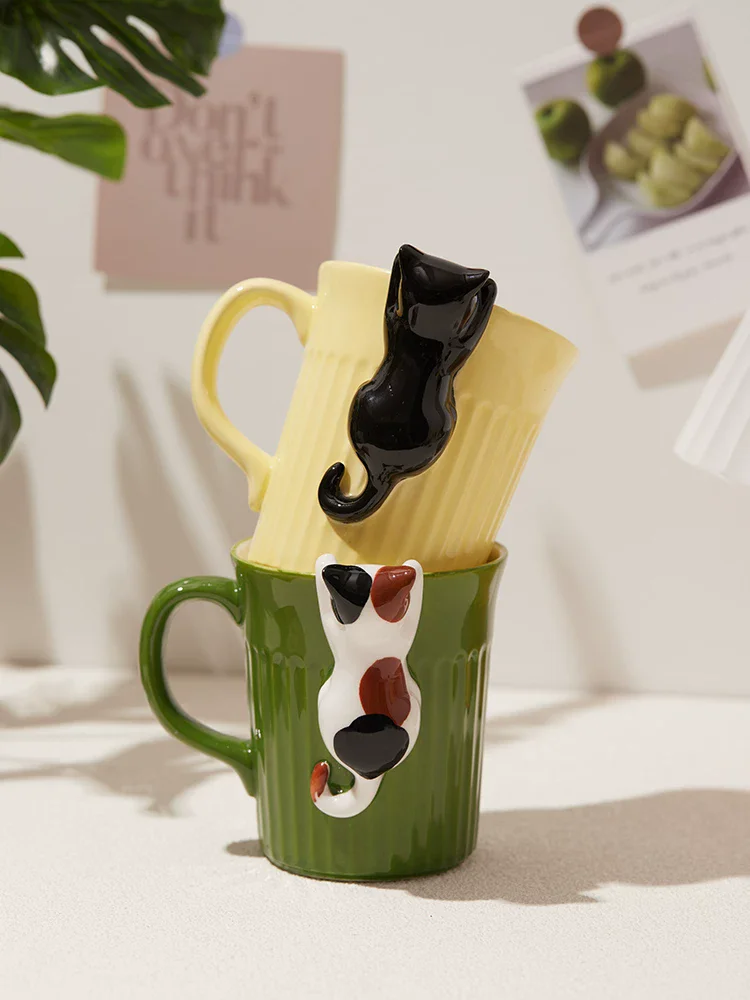 350ml Cartoon Cute Cat Ceramic Mug Creative Office Water Cup Home Breakfast Milk Cup Couple Afternoon Tea Coffee Cup Friend Gift