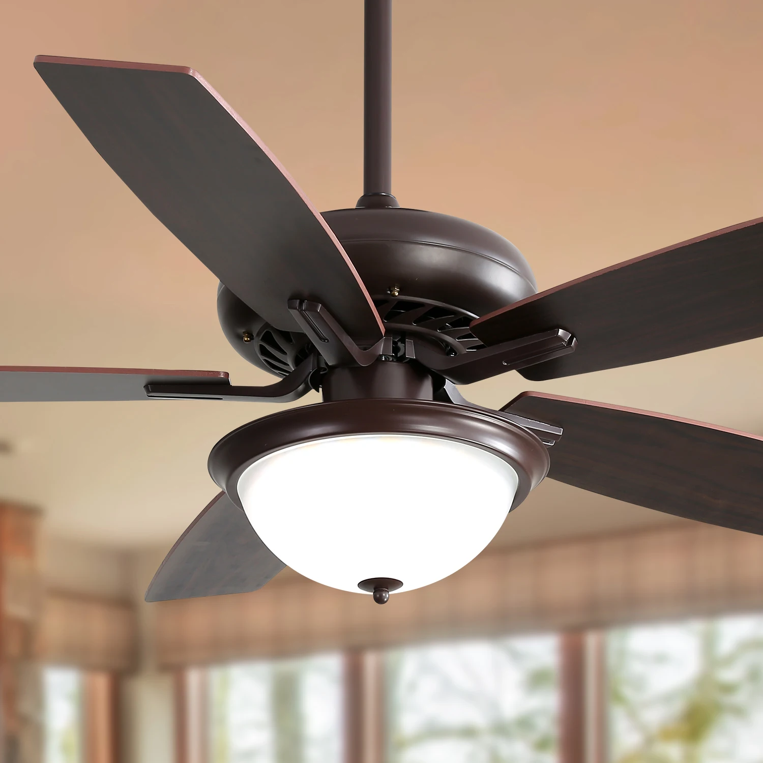 52 Inch Indoor Crystal Ceiling Fan With 3 Speed Wind 5 Plywood Blades Remote Control AC Motor With Light