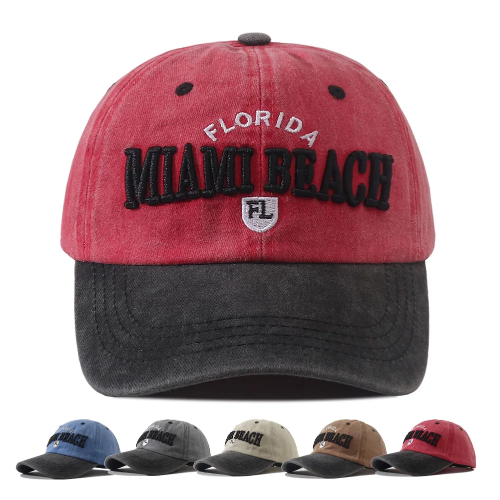 ميامي بيتش رسالة مطرزة قبعة بيسبول الهيب هوب Snapback قبعة قابل للتعديل القطن Snapback قبعة للجنسين في الهواء الطلق قبعات للحماية من الشمس للرجال #1