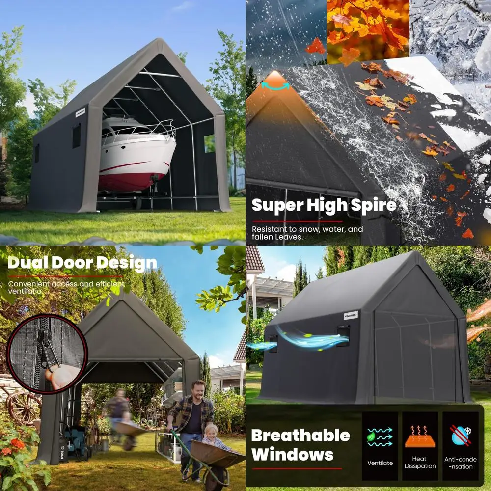 

Heavy-Duty 10x20 RV Carport with 10.8ft High Peak Storage Shed Shelter for Trucks, SUVs with Roof Racks, and Boats