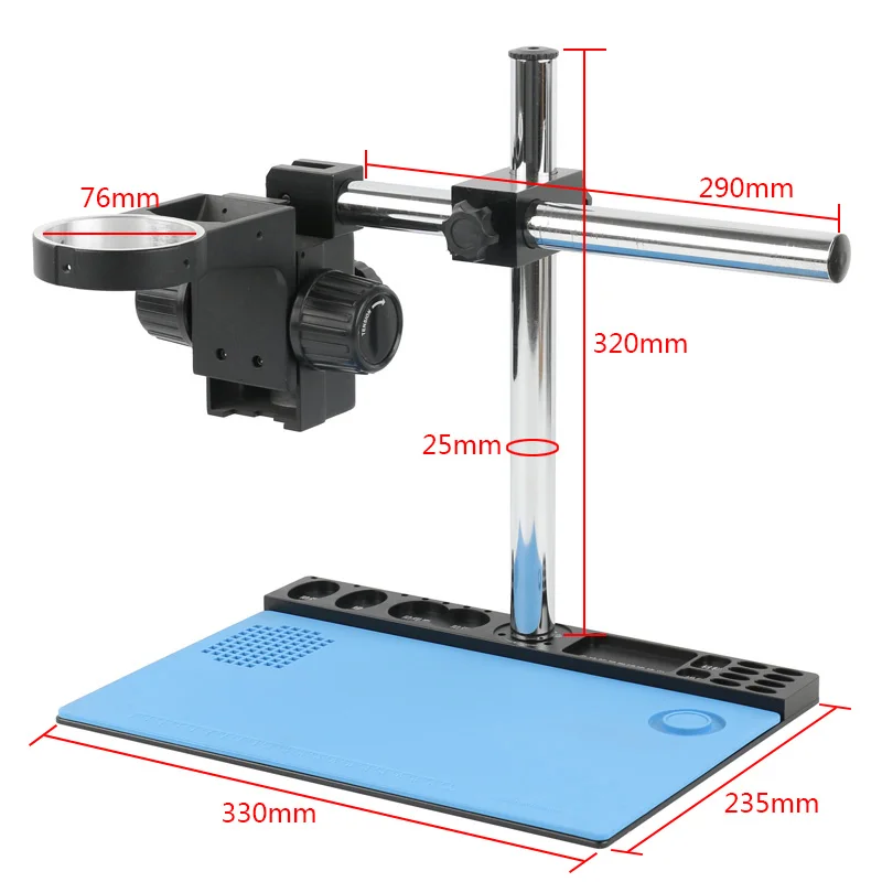 

32MM 25MM Aluminum Alloy Stand Holder Stereo Trinocular Binocular Microscope Stand Worktable Base Pad DIA 76mm 50mm Focusing