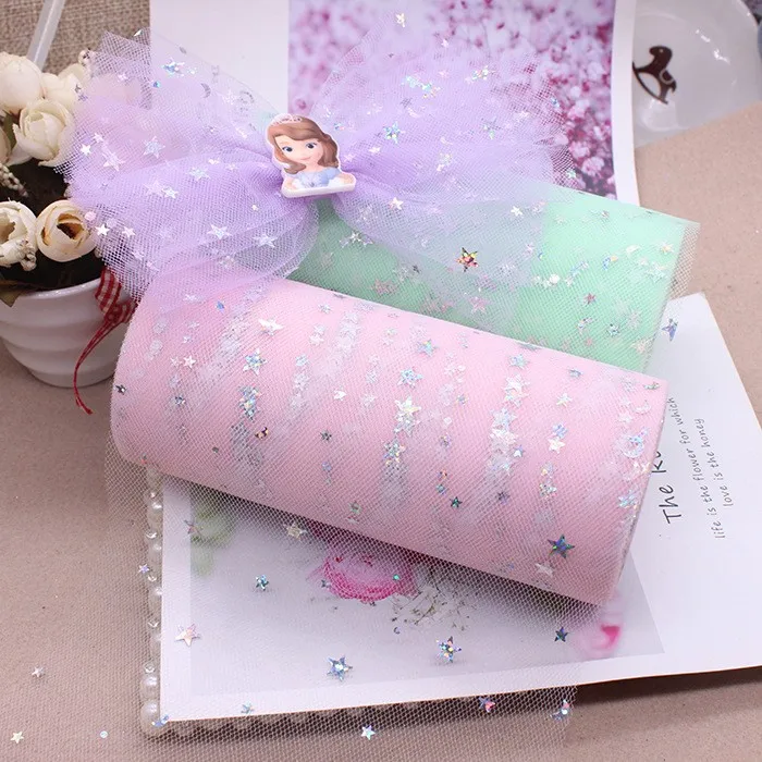 Tulle Roll 10 Yards 15cm Glitter paillettes Tutu tessuto decorazione di cerimonia nuziale Organza Laser artigianato fai da te forniture per feste di compleanno bianco