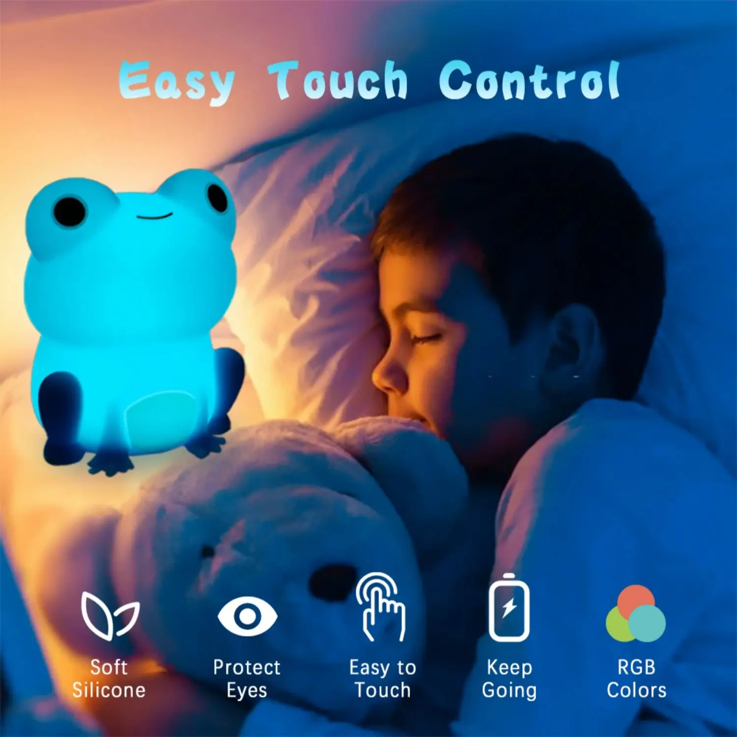 Night Lamp   Frog Soft Silicone Sleeping Night Light Dimmable Timer Rechargeable Colorful Light Room Decor Children Gifts