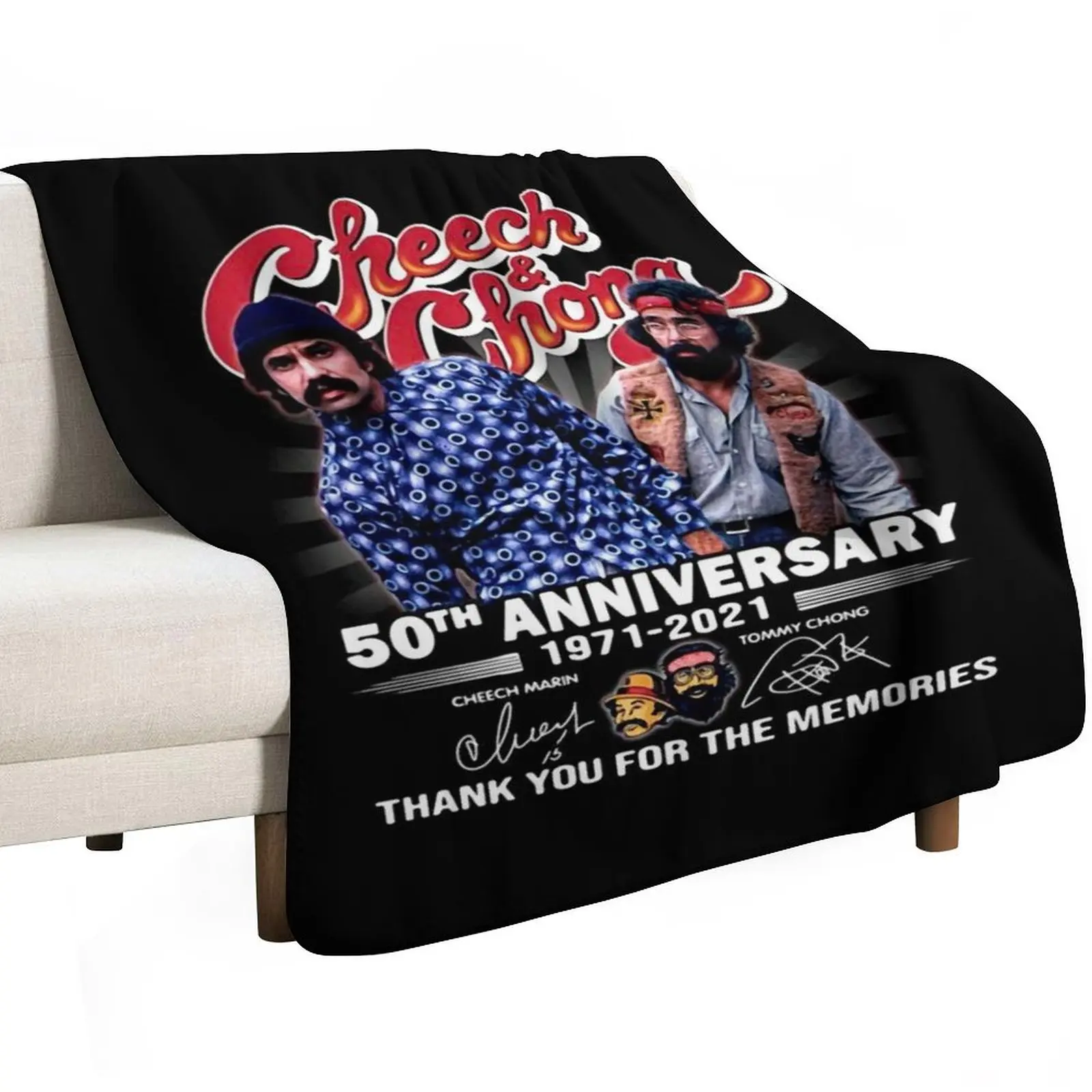 Cheech & Chong 50th Anniversary 1971-2021 Throw Blanket Large Decorative Sofas Luxury Brand Sofa Luxury St Thermal Blankets