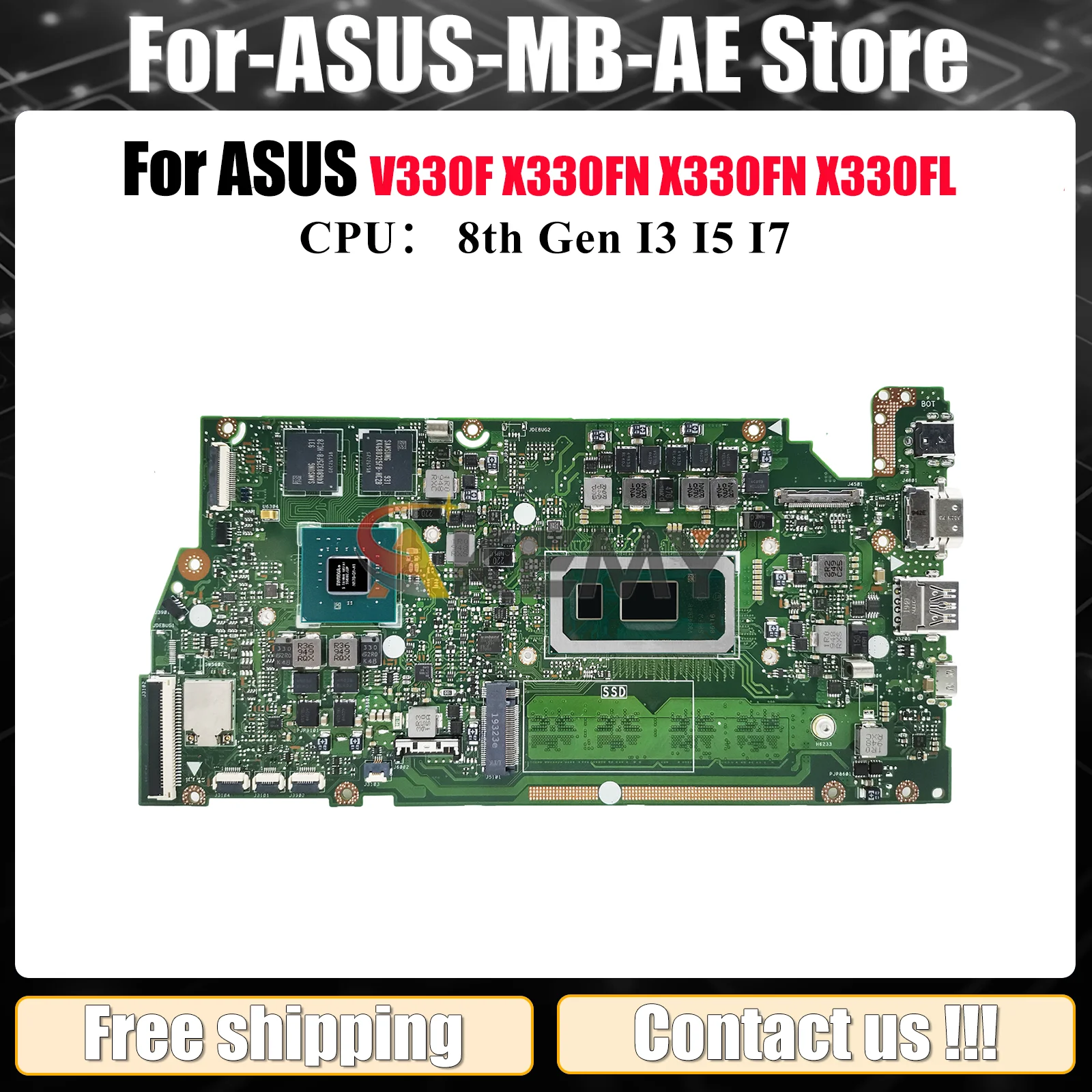 

X330FN Материнская плата для ноутбука ASUS VivoBook V330F R330F X330FN I330FA X330F X330FL S330F K330F Материнская плата I3 I5 I7 Процессор тест ОК