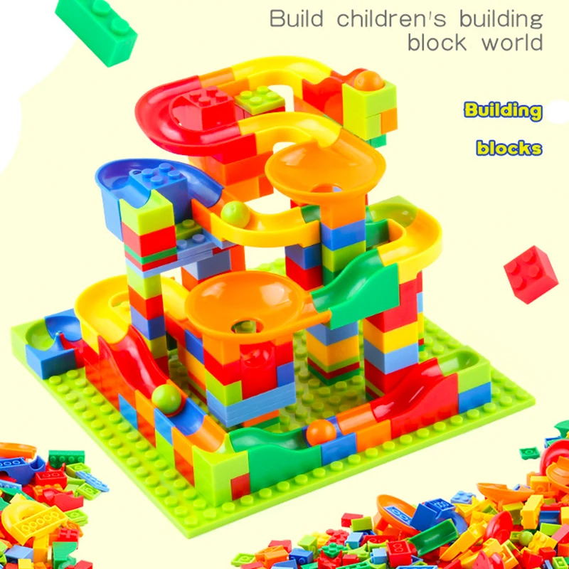 DIY Slide Building Blocks Toy Kid Compatible City Bricks Marble Race Run Funnel Slide Blocks Building Blocks for Christmas Gifts