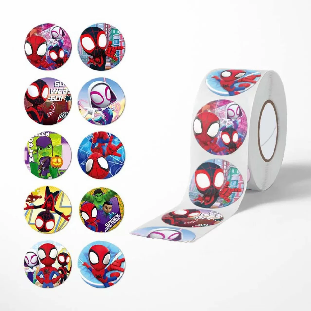 

500pcs/roll Spider Man Kawaii Stickers Luggage Graffiti Toy Decals Decoration Sticker Gift Closure Sticker