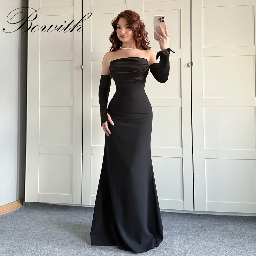 

Bowith Strapless Sheath Formal Evening Dresses Simple Elegant Floor Length Prom Gowns Evening Party Dresses Customized