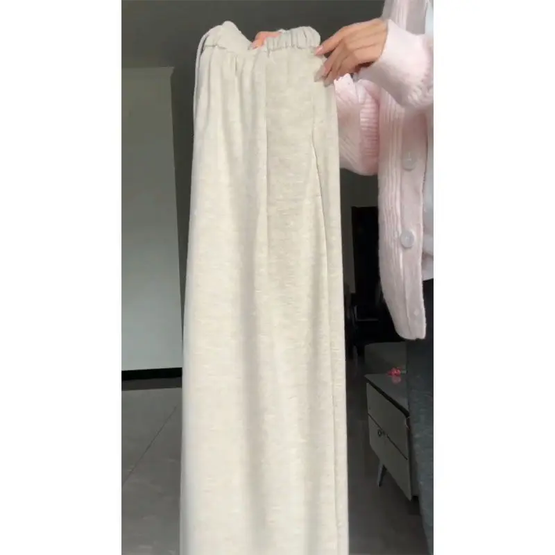 Oatmeal High Waist Loose and Slim Versatile Lazy Draped Casual Straight Wide-leg Pants