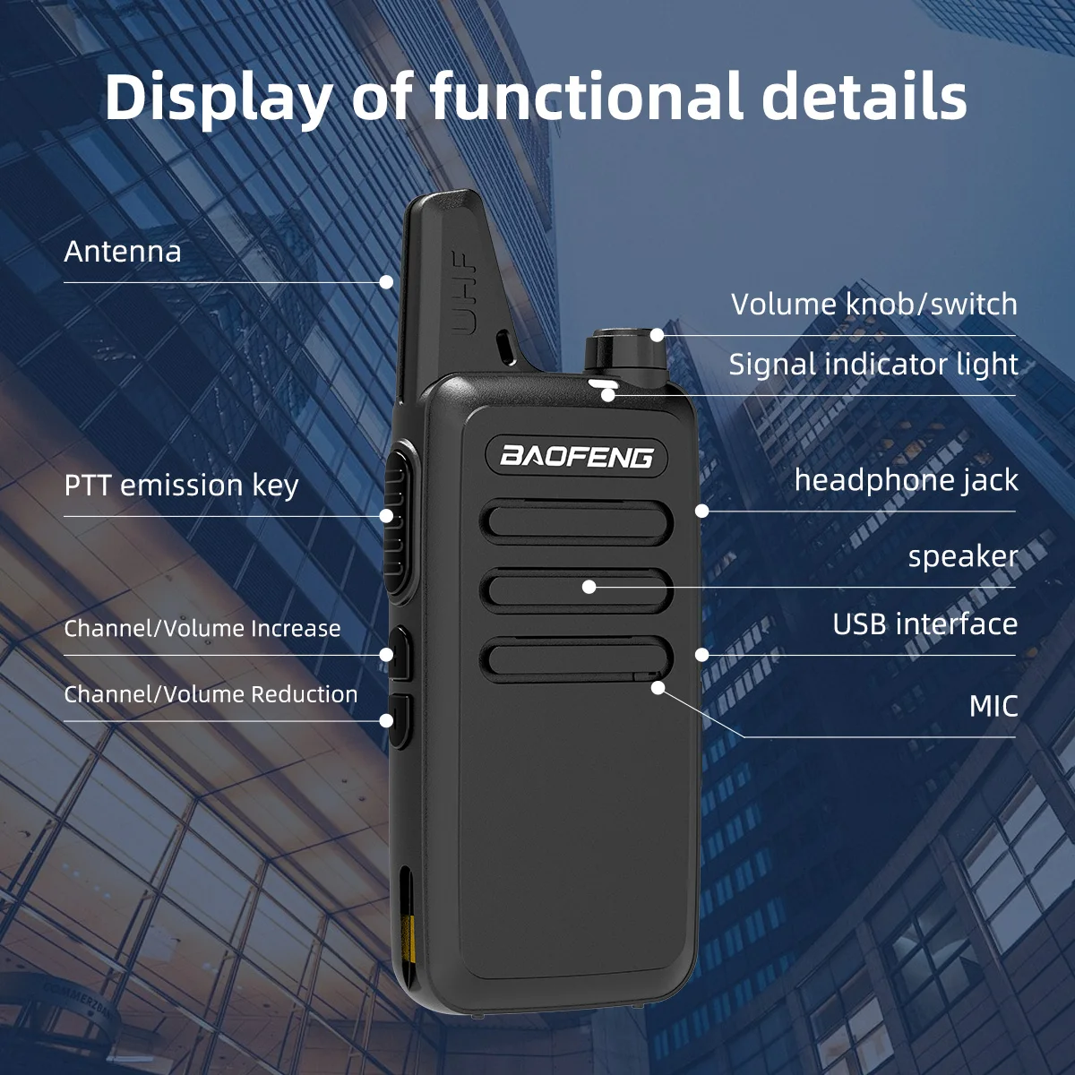 BAOFENG-walkie-talkie T20 de largo alcance para adultos, radio de mano de 2 vías, recargable, con micrófono, auricular mejorado, BF-888S