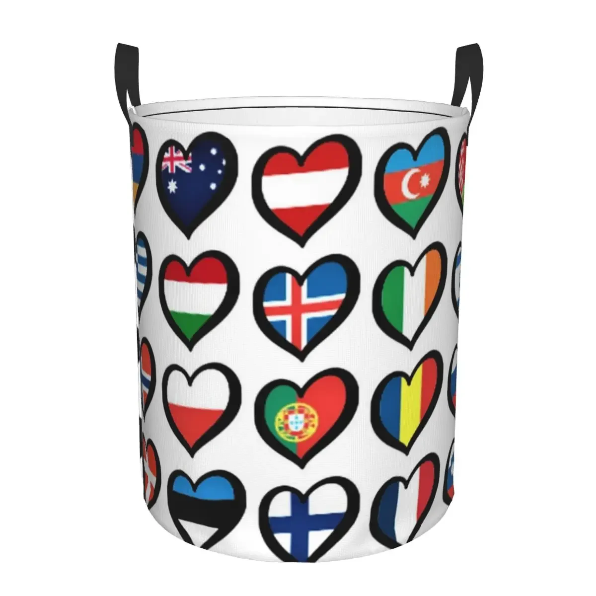 Eurovision Song Contest Flags Hearts Foldable Laundry Baskets Dirty Clothes Toys Sundries Storage Basket Home Organizer