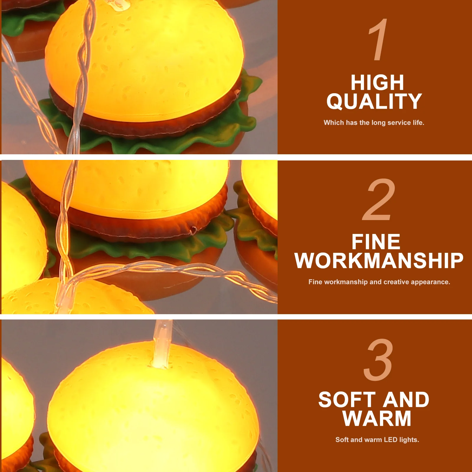 Light Post Burger String Lights Outdoor Decor Waterfall Fairy Plastic Holiday Decorative Lamp