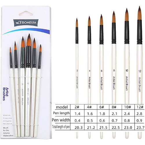 Imagen 2 del producto Juego de pinceles blancos, 4 paquetes de pinceles de nailon, juego profesional de pintura al óleo, artistas de acuarela, detalles en miniatura y pintura rupestre