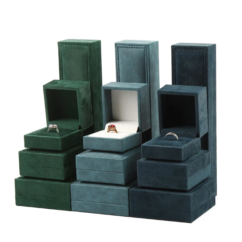 Good Quality Wholesale Velvet Jewellery Packaging Boxes Ring Pendant Necklace Bracelet Jewelry Gift Display Case