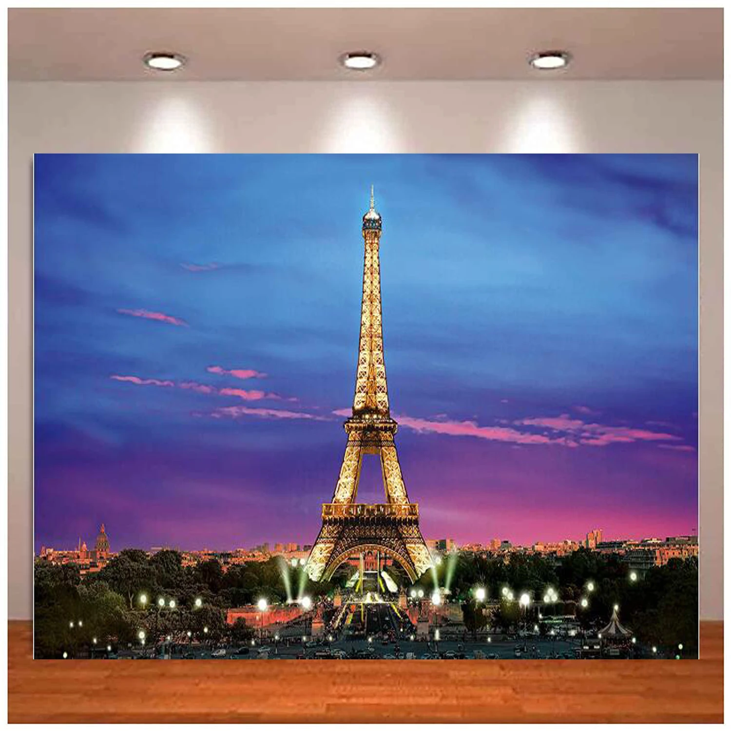 Eiffel Tower Photography Backdrop Banner Photo Booth Props Paris Night View Props Wall Background Banner Poster