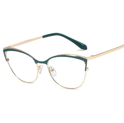 48157 Plastic Titanium Metal Glasses Frames Cat Eye Ultralight Men Women Optical Fashion Computer Glasses