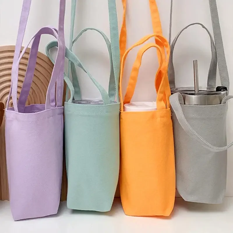 Handheld Or Crossbody Style Water Cup Bag Canvas Insulated Cup Cover Cup Bag Umbrella Insulated Cup Protective Cover