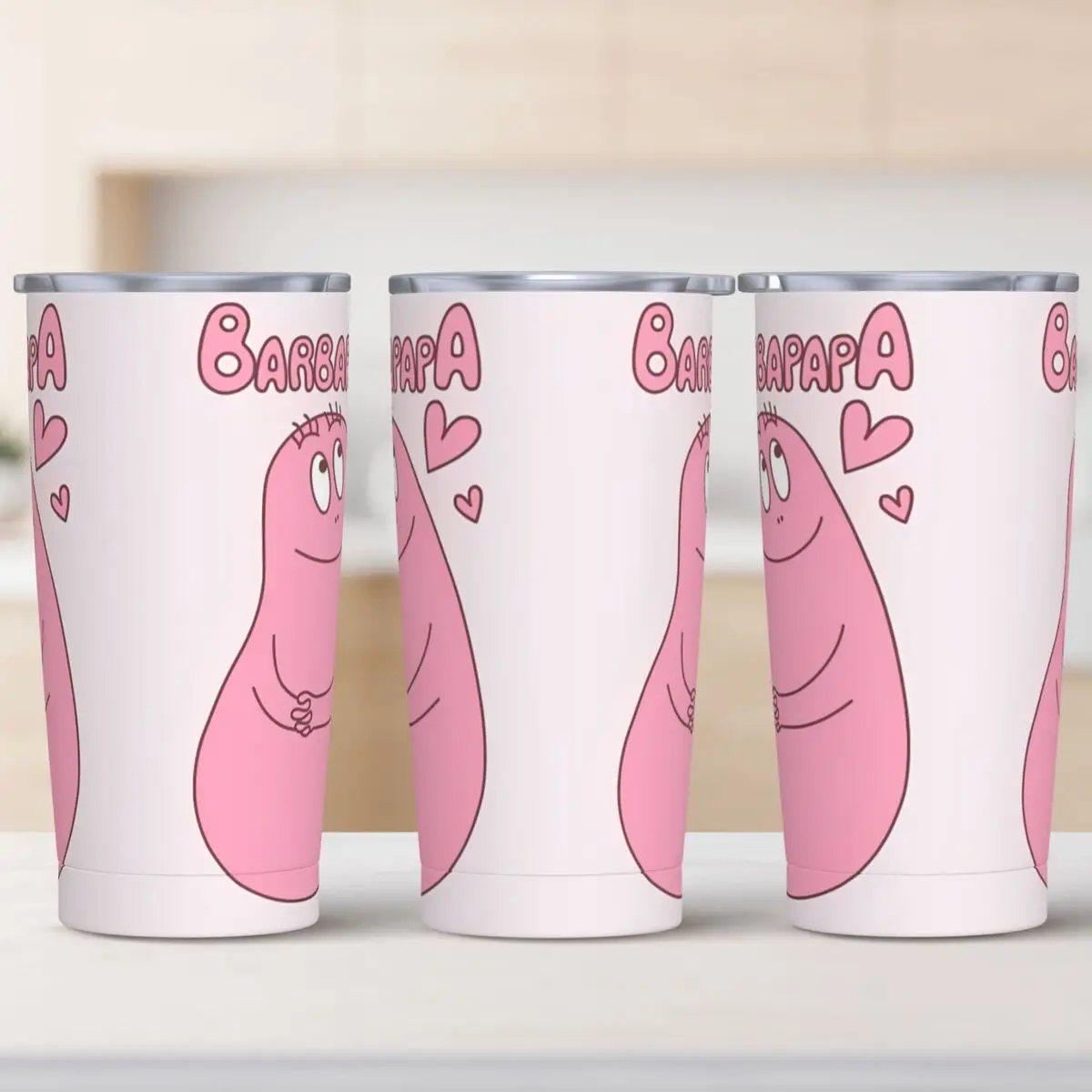 

Стакан из нержавеющей стали Barbapapa, автомобильные кружки с соломинкой, сердце, бутылка для воды для холодных напитков, сохранение тепла, большая кофейная кружка