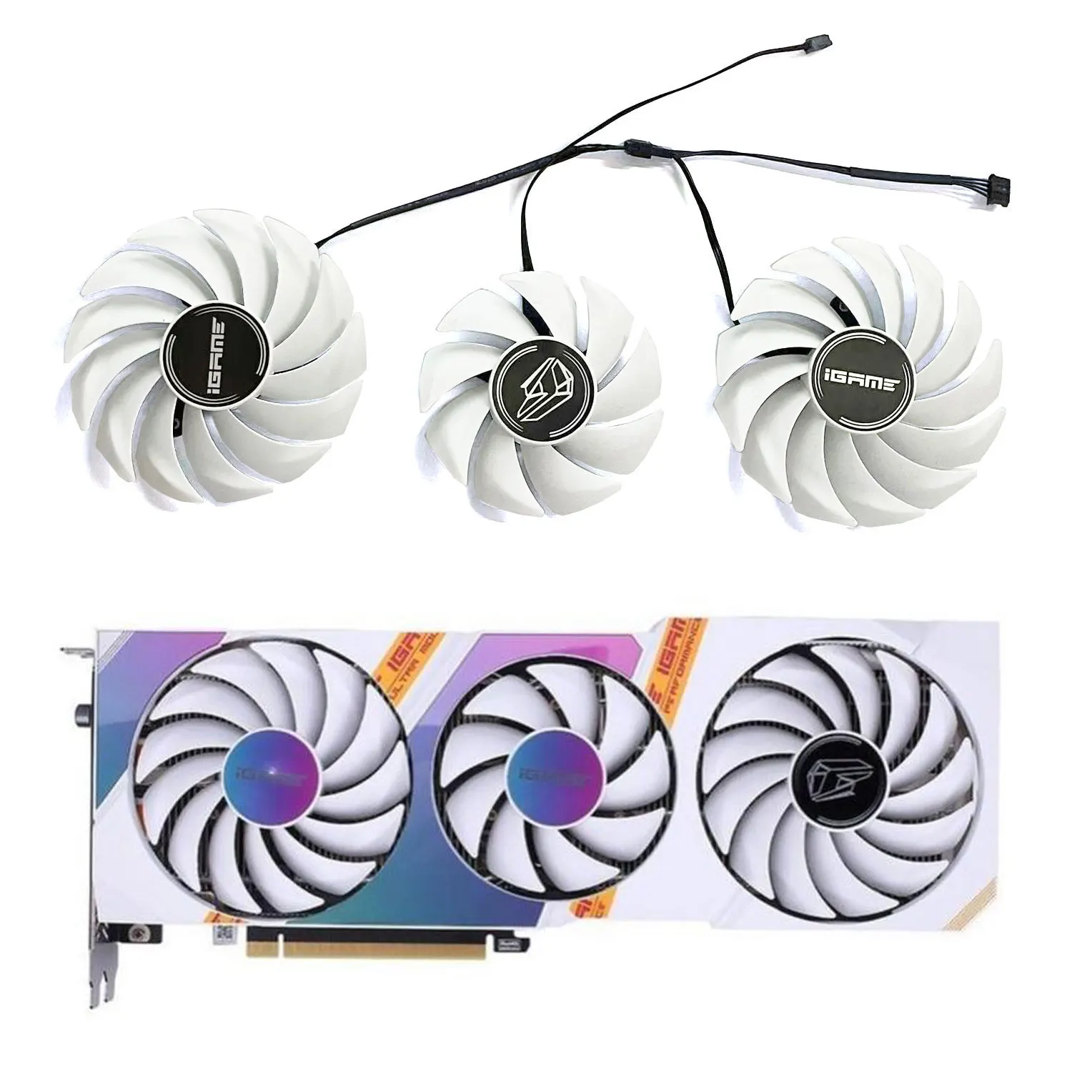 

New GPU fan 4PIN suitable for Colorful Geforce Rtx3060 3060ti 3070 3070ti 3080 iGame ultra white graphics card replacement fan