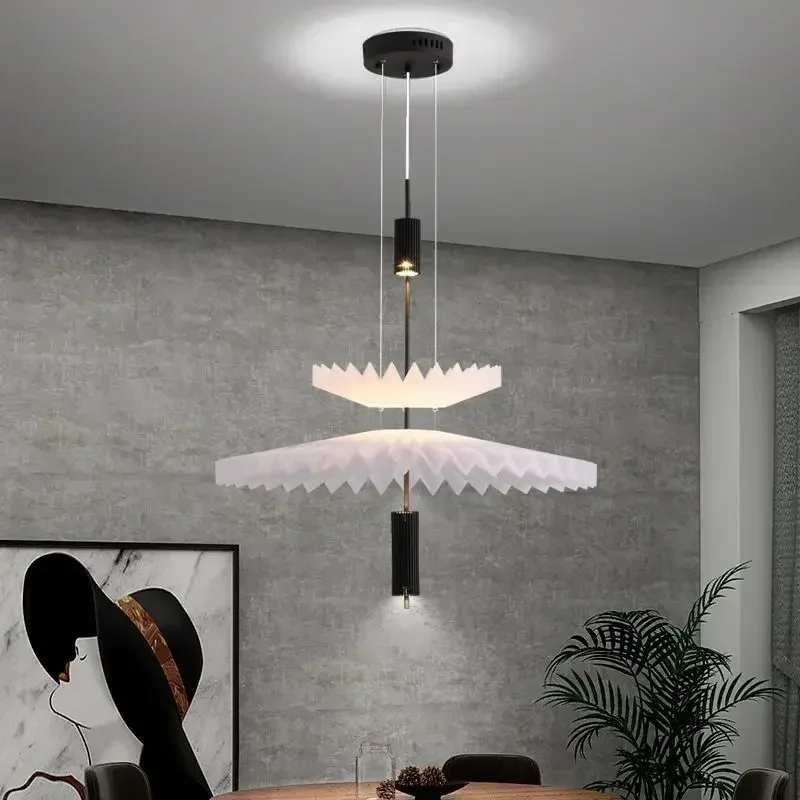 Nordic Creative Pleated LED Chandelier Modern Pendant Lamp for Kids Room Bedroom Restaurant Bar Lighting Luminaire Home Lamps